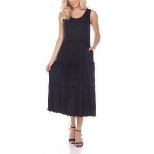 White Mark Womens Womens Scoop Neck Tiered Midi Dress